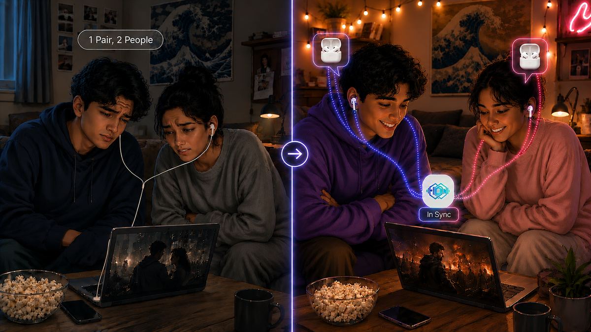 SynchCast lets couples each use their own synced earbuds instead of sharing one pair